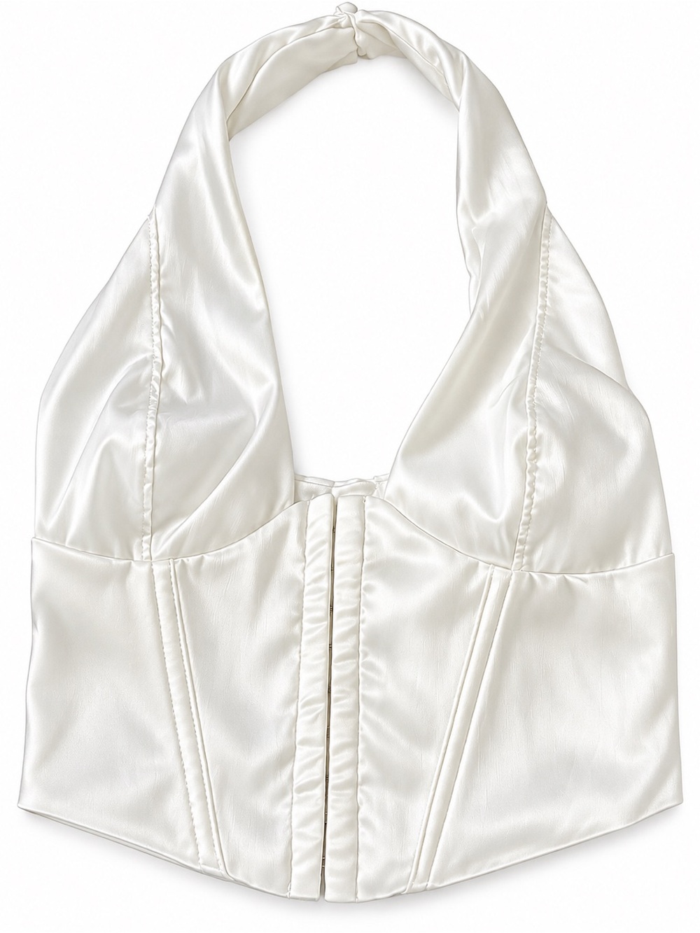 White Satin Halter Bustier Top sz S